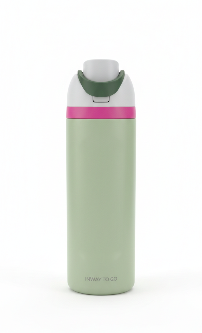 בקבוק תרמי רב-שימושי עם פיית שתייה כפולה - מגוון צבעים-SUPERHOME סופרהום-ירוק-סופר הום