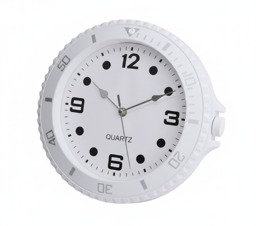 שעון קיר מעוצב - מגוון דוגמאות-שעון קיר-האומנים-שעון קיר קלאסי פלסטיק 30 ס"מ צבע לבן-סופר הום