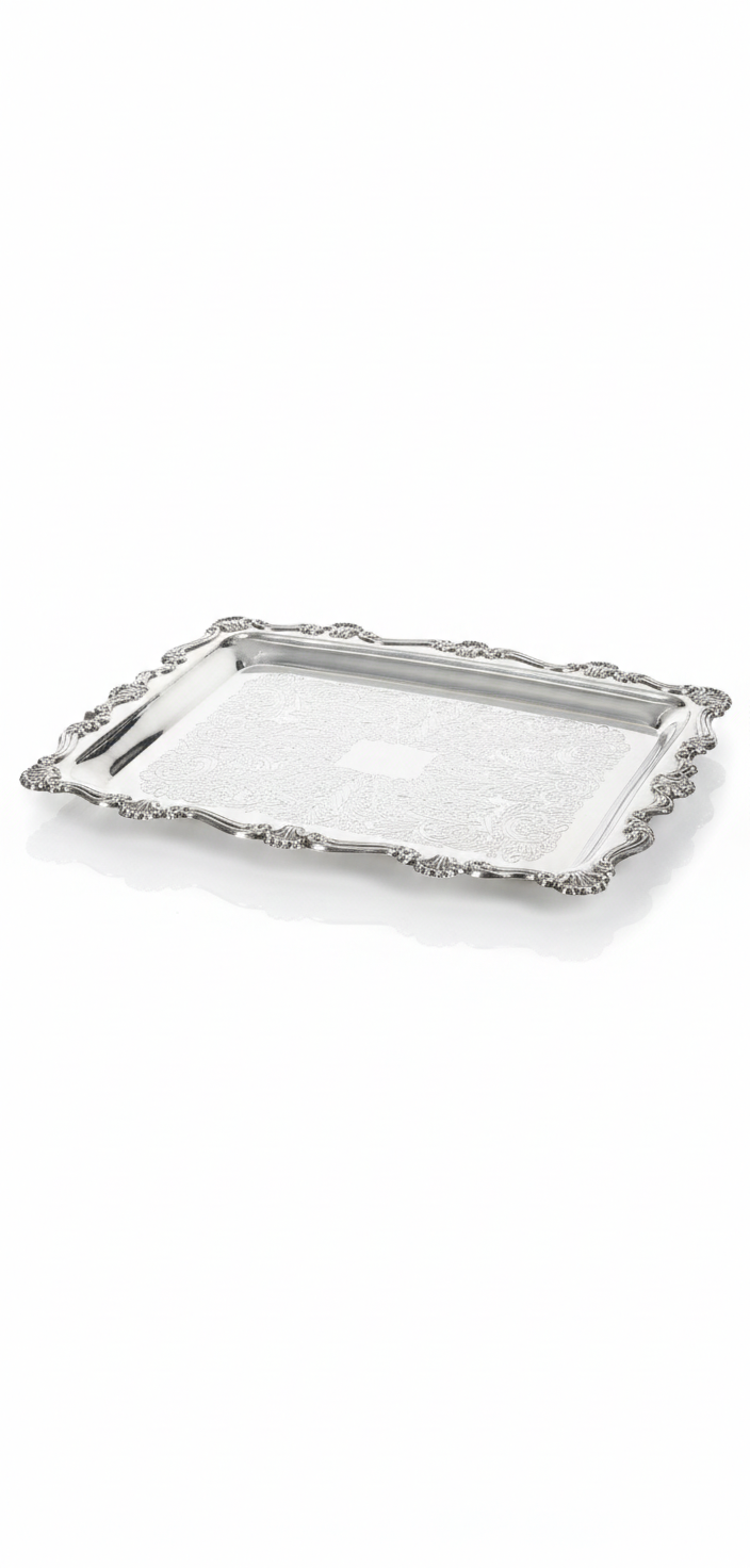 מגש ניקל מלבני מעוטר-מגש מלבני-סופר הום-סופר הום