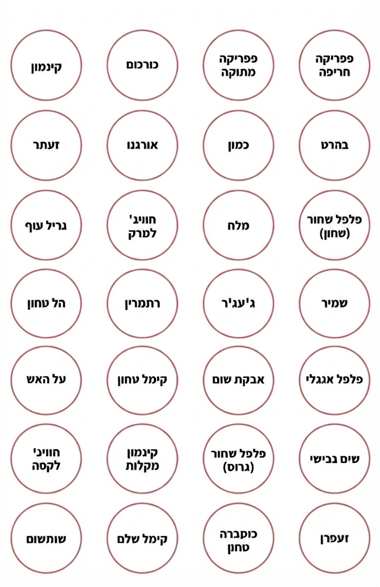 56 מדבקות לתבלינים-לבנות עגולות