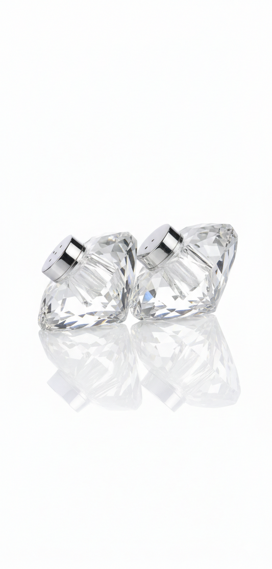 זוג מלחיות יהלום קריסטל 7X7X5.5 ס"מ-מלחייה סגורה-GOLYAN-סופר הום