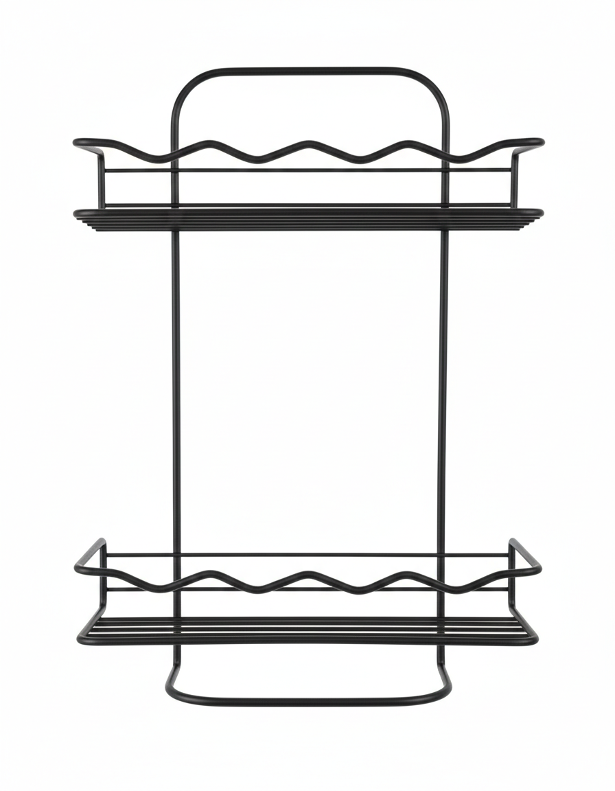מדף מלבני דו קומתי שחור /לבן/ מטאלי לאונרדו-מתקן מדפים נתלה-Tropical-שחור-סופר הום