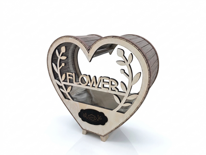 בית עציץ לב מעץ FLOWER - 13*30*31 ס"מ-Bella Casa-סופר הום