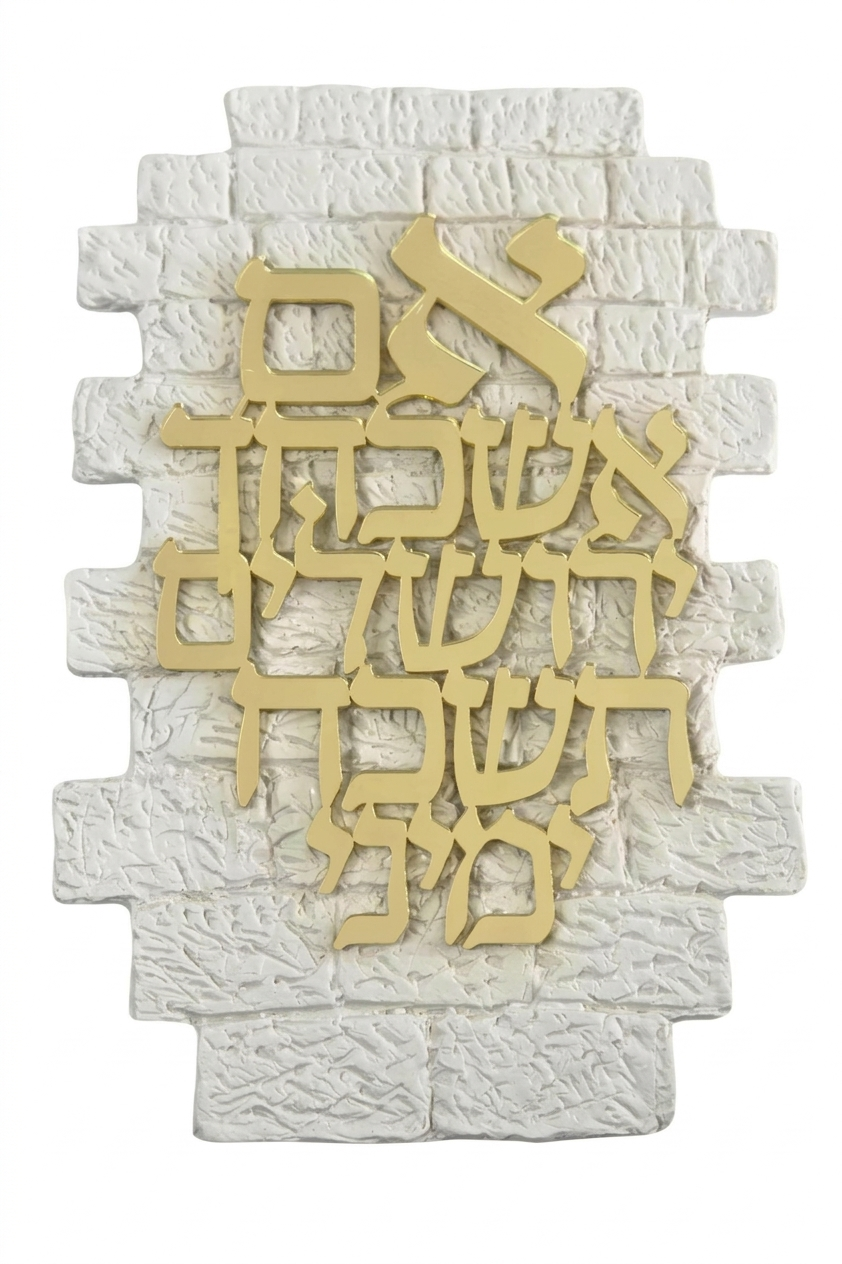 ברכת אם אשכחך - אותיות מרחפות כסף\זהב-אם אשכחך-אבי מתנות-זהב-סופר הום