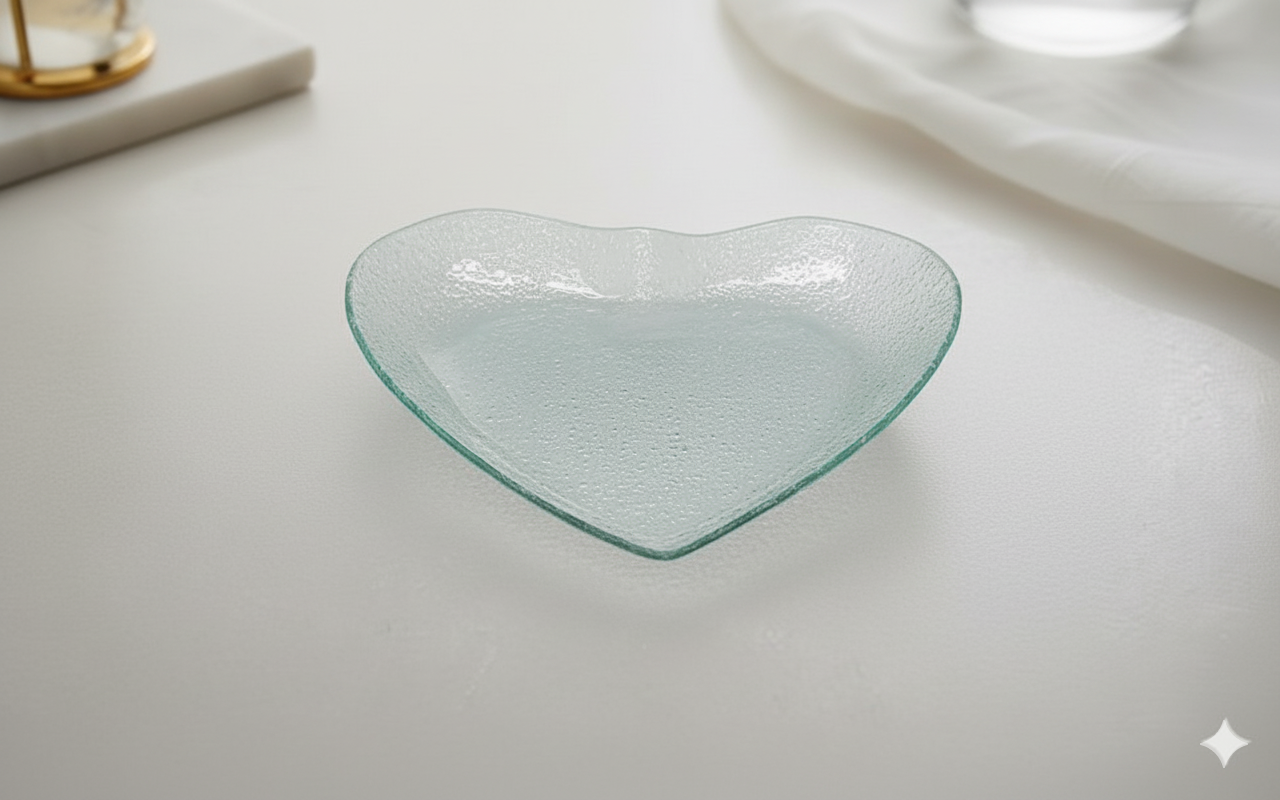 מגש זכוכית בצורת לב 33*30 ס"מ-הגשה זכוכית-CASA BELLA-סופר הום