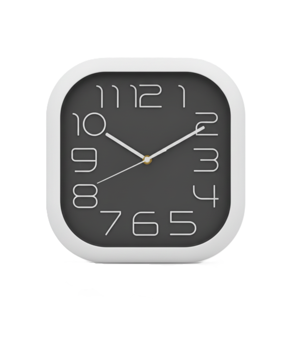 שעון קיר מרובע - מגוון צבעים-שעון קיר-ס.ז. מחנה יהודה-שחור-סופר הום