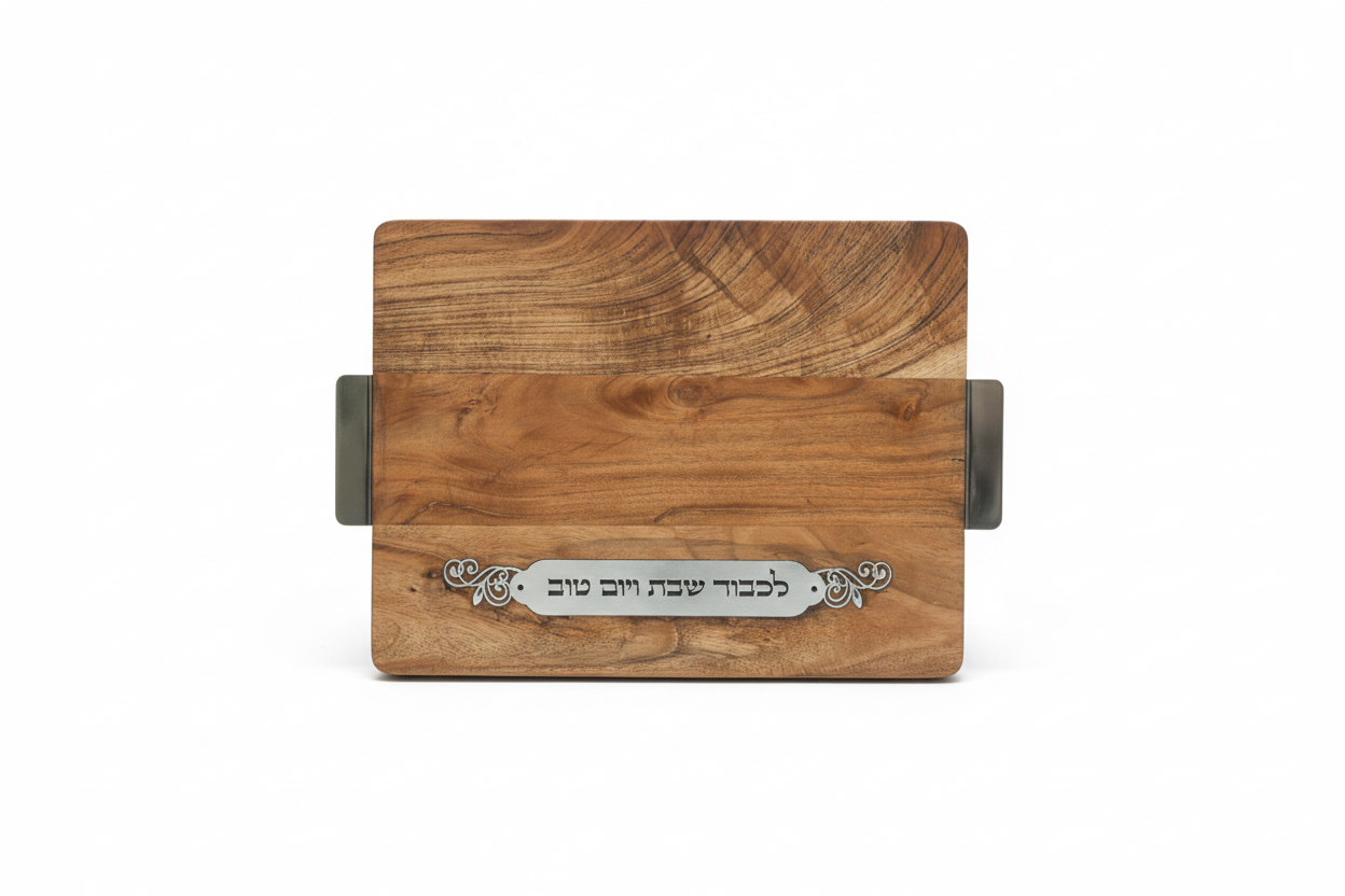מגש חלה עץ שיטה - ידיות אלומיניום-מגש לחלות מעץ-SUPERHOME סופרהום-סופר הום