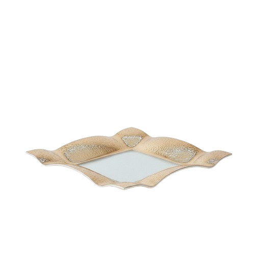 מגש מרובע זכוכית זהב - 2 גדלים-הגשה זכוכית-CASA BELLA-30*30 ס"מ-סופר הום