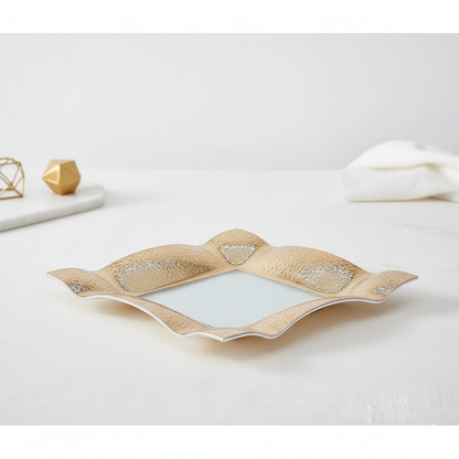 מגש מרובע זכוכית זהב - 2 גדלים-הגשה זכוכית-CASA BELLA-30*30 ס"מ-סופר הום