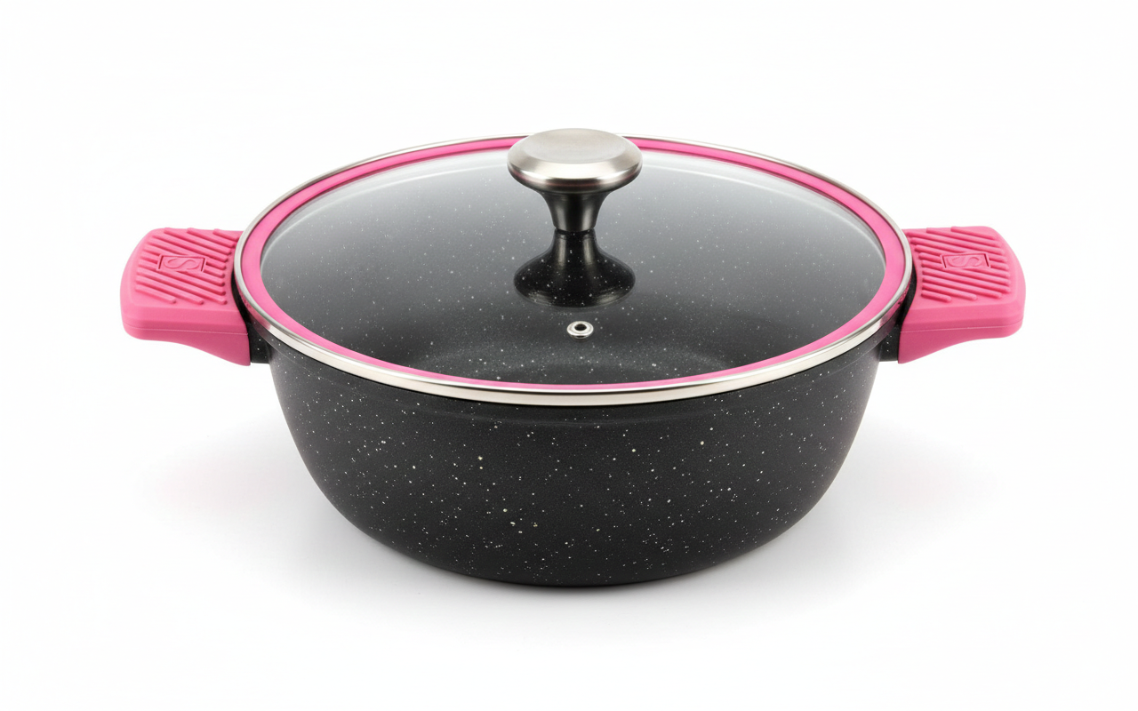 סירי יציקה אלומיניום - מגוון מידות וצבעים - סדרת Gallery-סירי אלומיניום-Soltam סולתם-6.6 ליטר-ורוד-סופר הום