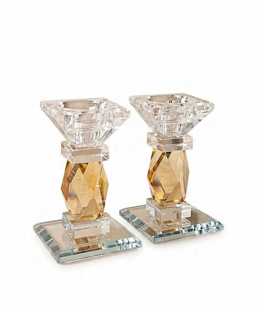 זוג פמוט קריסטל 10 ס"מ זהב/שקוף-פמוטי קריסטל-אבי מתנות-זהב-סופר הום