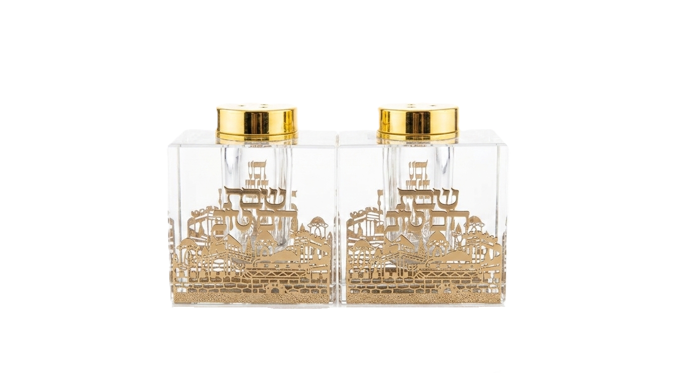 זוג מלחיות קריסטל עיטור כסף-מלחייה סגורה-GIFTSHOP-סופר הום