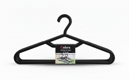 מארז 10 קולבי פלסטיק 40 ס"מ שחור/לבן-קולב-Cobra-שחור-סופר הום