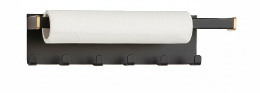 מתלה מגנטי עם 5 ווים ומעמד לנייר סופג-מתלים למטבח-KashGan-סופר הום