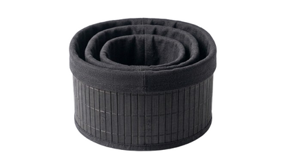 סט 3 סלסלאות אחסון אובליות מבמבוק - עץ/שחור-סלסלה-SUPERHOME סופרהום-עץ-סופר הום