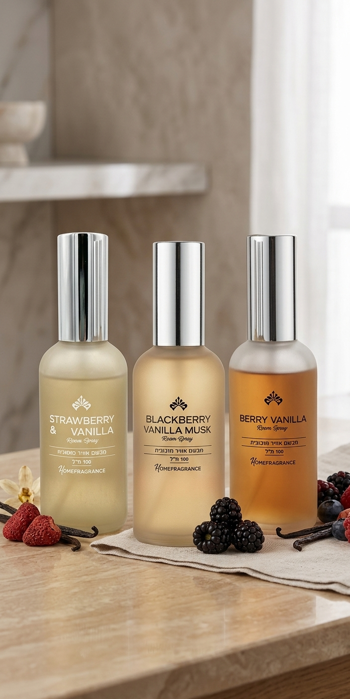 מבשם אוויר מזכוכית 100 מ"ל - דגם הום-מפיץ ריח-SUPERHOME סופרהום-פירות יער וניל-סופר הום