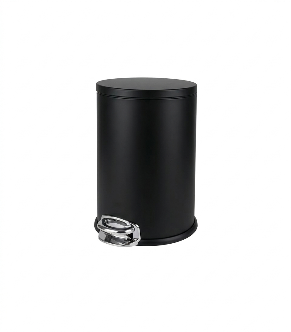 פח דוושה 3 ליטר עגול - מגוון צבעים-פח לשירותים-סקטור אפיקים-שחור-סופר הום