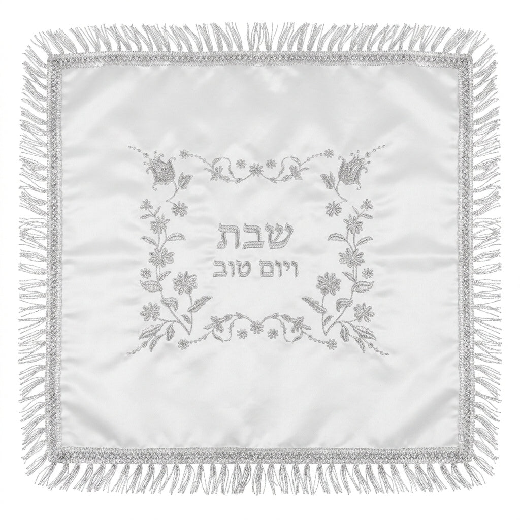 כיסוי חלה מבד סטן עם רקמה-כיסוי חלה בד-ART JUDAICA-סופר הום