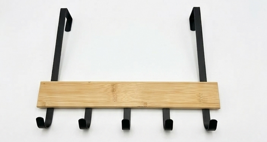 קולב משולב עץ צר + 5 ווי מתכת-וו תליה-Aquila-סופר הום