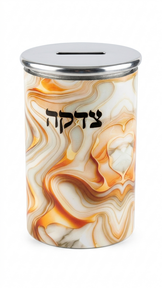 קופת צדקה עגולה מתכת בז'-קופת צדקה-סופר הום-סופר הום