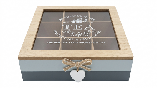 קופסת תה מרובעת 9 תאים לב-קופסאות תה-א. לויזון-סופר הום