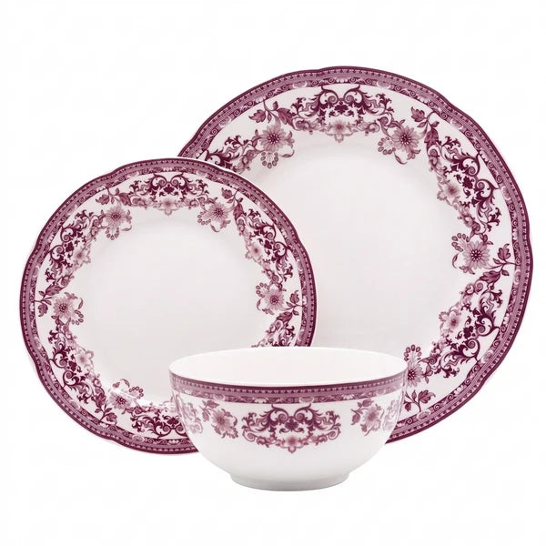 סט 18 חלק ניו בון ציינה MAISON כחול כהה/ בורדו-הגשה פורצלן-Food Appeal-בורדו-לבן-סופר הום
