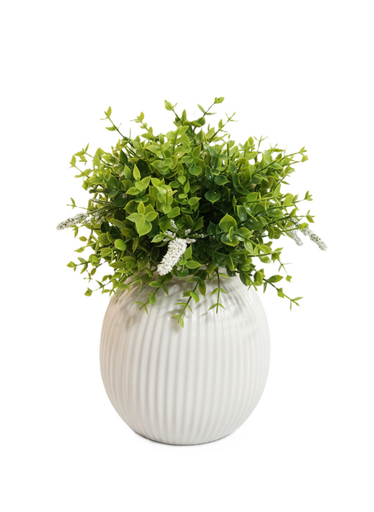 עציץ ירוקים בשילוב פרחים בסיס סטון - דגם בלון-ציפורה-סופר הום