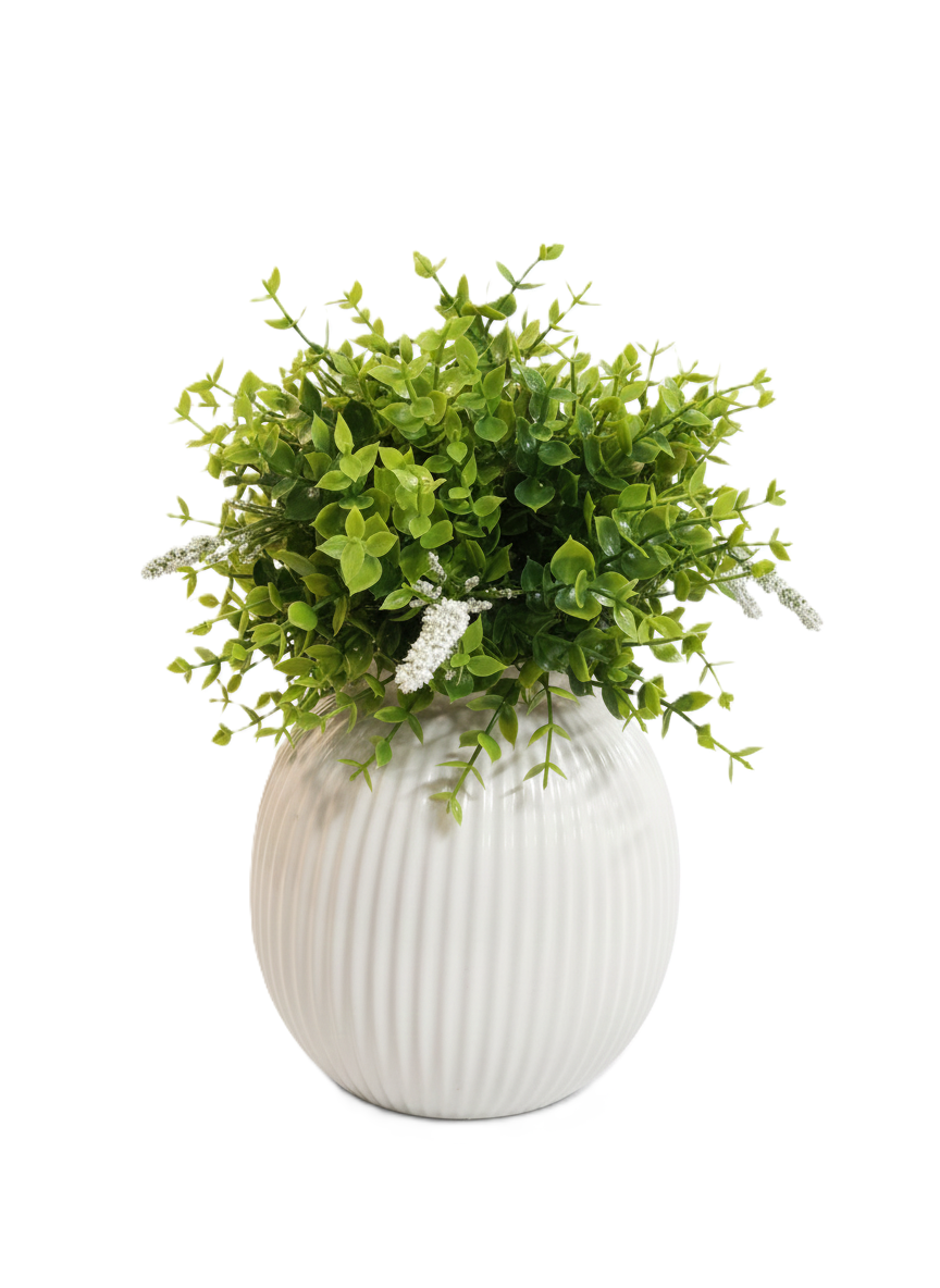 עציץ ירוקים בשילוב פרחים בסיס סטון - דגם בלון-ציפורה-סופר הום