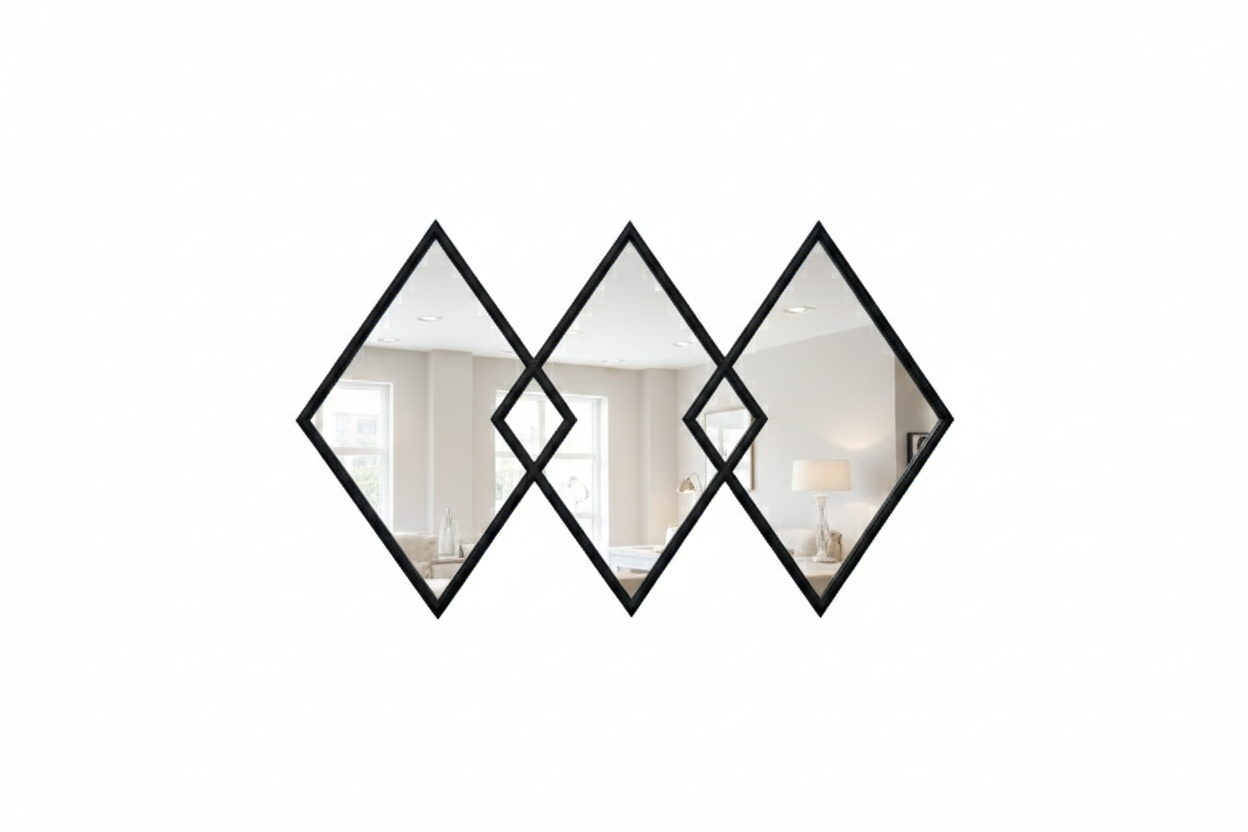 מראה 3 יהלומים 115X78 ס"מ שחור-SUPERHOME סופרהום-סופר הום