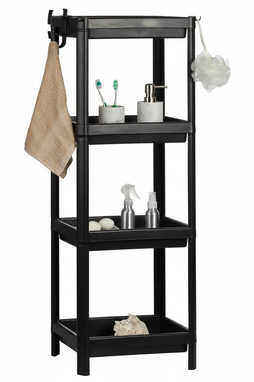 ארגונית פלסטיק 4/3 קומות - שחור/לבן-כוננית-KashGan-4 קומות-שחור-סופר הום