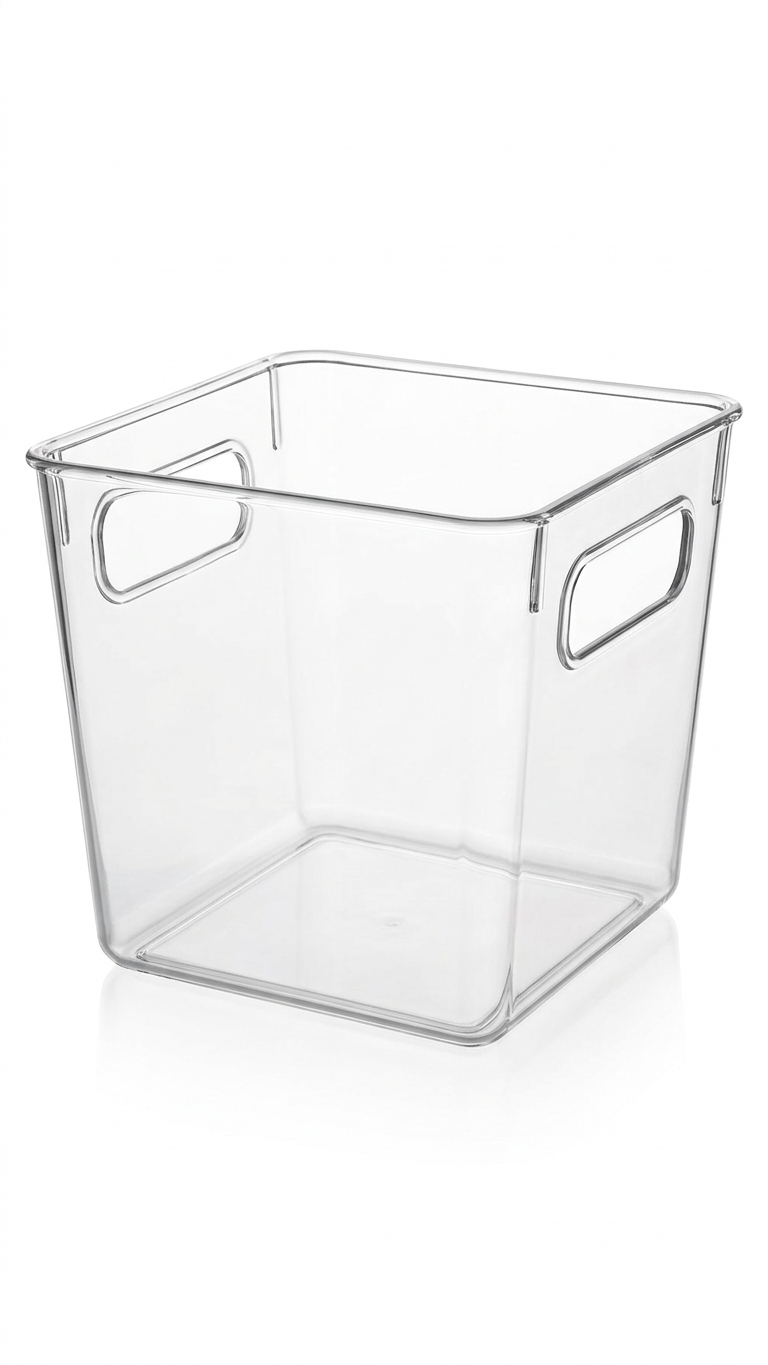 סלסלת אחסון אקרילי עם ידיות - מבחר גדלים-סלסלה-KashGan-ריבוע-סופר הום