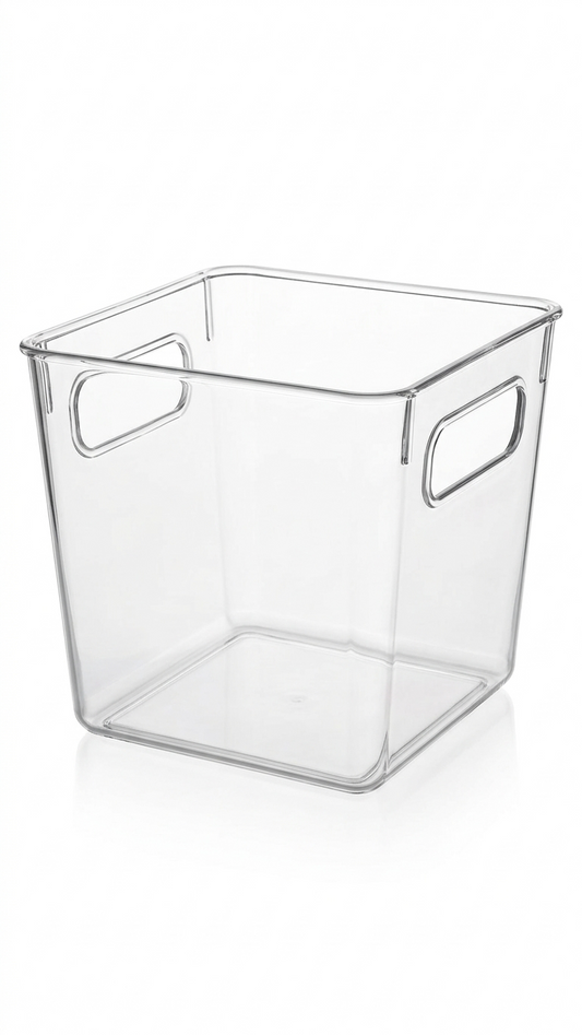 סלסלת אחסון אקרילי עם ידיות - מבחר גדלים-סלסלה-KashGan-ריבוע-סופר הום