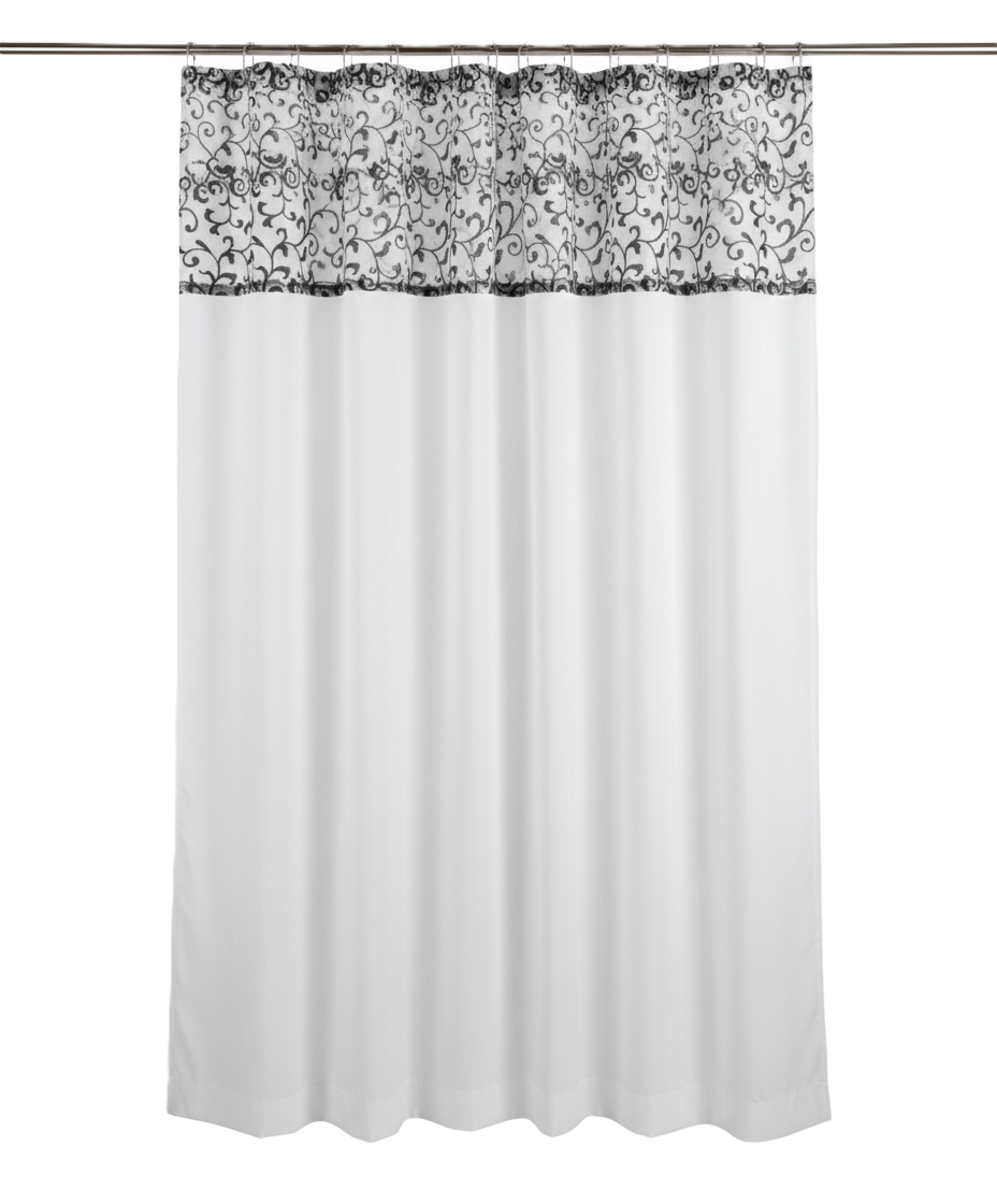 וילון אמבטיה MAXIME - מגוון דוגמאות-וילון אמבטיה-SUPERHOME סופרהום-עיטורים שחור-לבן-סופר הום