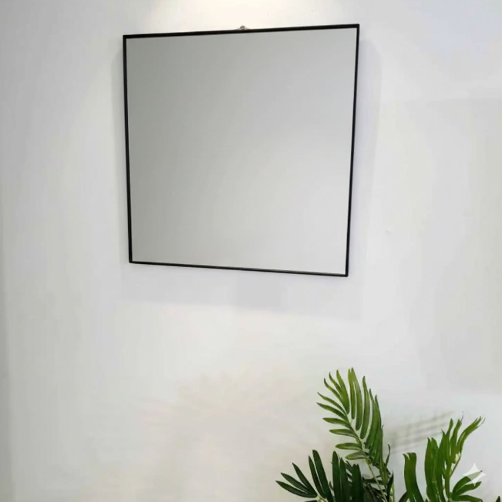 מראה מרובעת מסגרת מתכת שחור/זהב - מגוון גדלים-SUPERHOME סופרהום-מסגרת שחורה-60x60 ס"מ-סופר הום