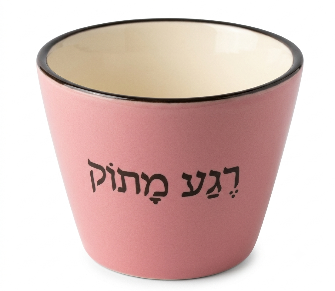 כוס קינוח 220 מ"ל כיתוב "רגע מתוק" - מגוון צבעים-ספלים חרסינה-גרופי מתנות-ורוד-סופר הום