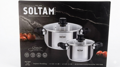 - מארז כלי בישול 4 חלקים Alon-סירי נירוסטה-Soltam סולתם-סופר הום