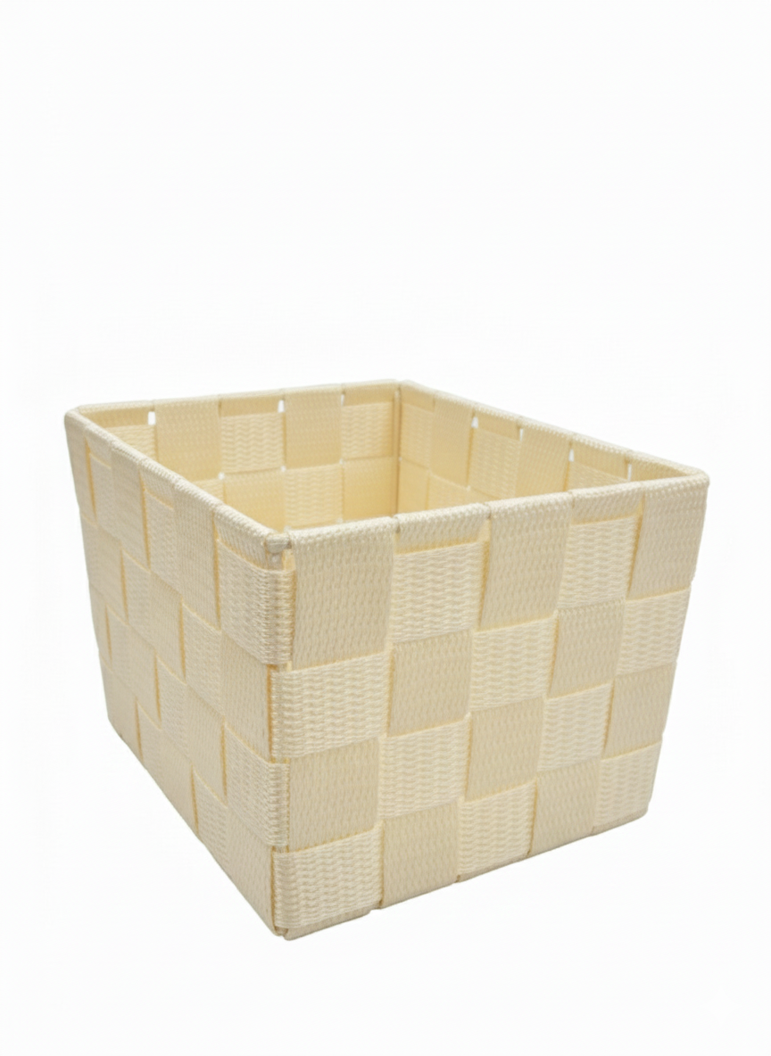 סלסלת אחסון קלועה - מגוון צבעים - מגוון גדלים-סלסלה-SUPERHOME סופרהום-שמנת-12×19×14 ס״מ-סופר הום