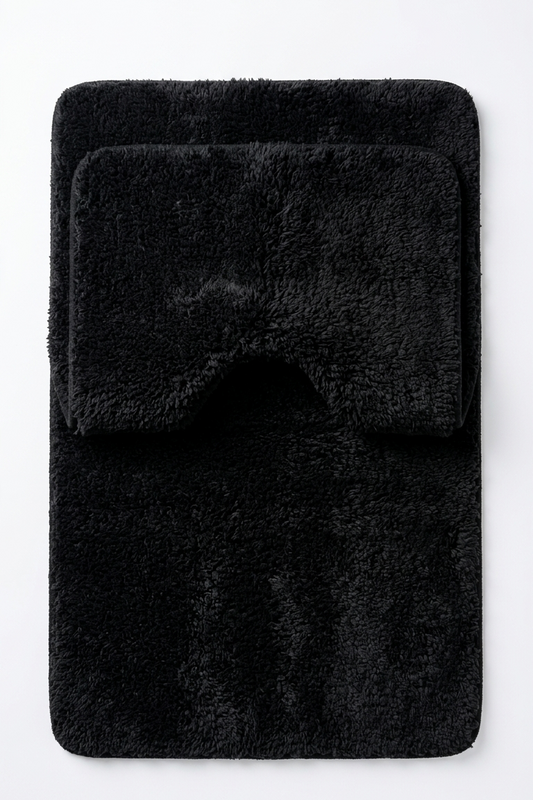 סט 2 חלקים לשטיחי אסלה - Soft Touch-שטיחי אמבטיה בד-דיקלית-שחור-סופר הום