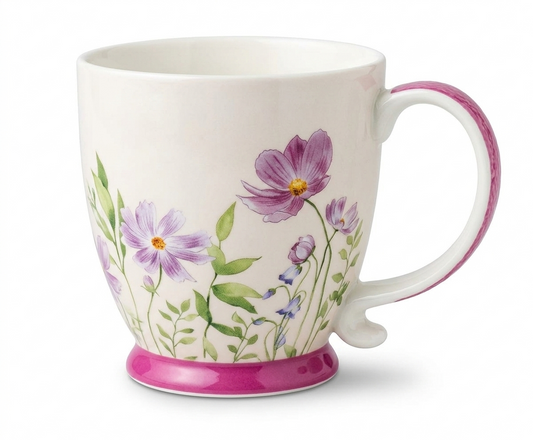 מאג עיטורים על רגל - מבחר דגמים-ספלים חרסינה-א. לויזון-ורוד-סופר הום