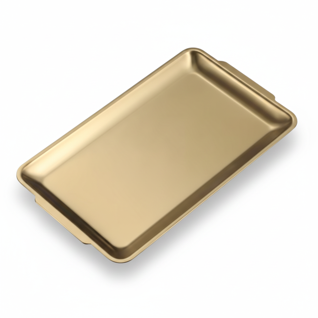 מגש הגשה מלבני בגוון זהב עם ידיות-הגשה מתכת-SUPERHOME סופרהום-סופר הום