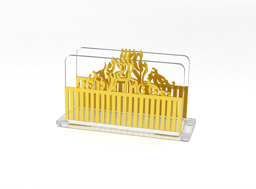 מעמד לקופסת גפרורים - דגם עיטורים מוזהבים-מעמד לקופסת גפרורים-אבי מתנות-סופר הום