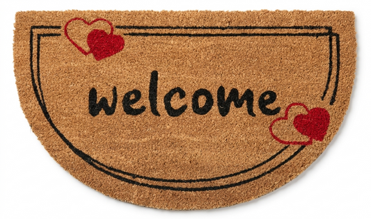 שטיח כניסה חצי עגול - מגוון דגמים-שטיח בד-דיקלית-לבבות-סופר הום