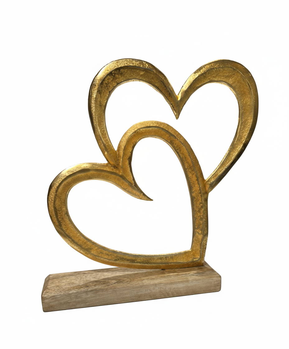 לב על לב 27X25 ס"מ זהב-קישוט-ציפורה-סופר הום