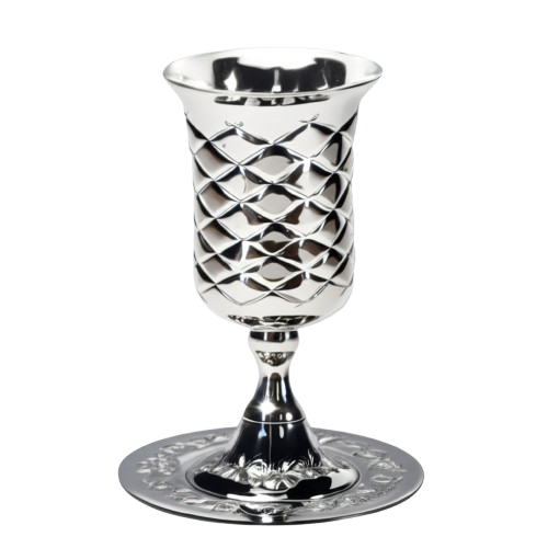 גביע קידוש מוכסף עם רגל - דגם כריות-גביע קידוש כסוף-ART JUDAICA-סופר הום