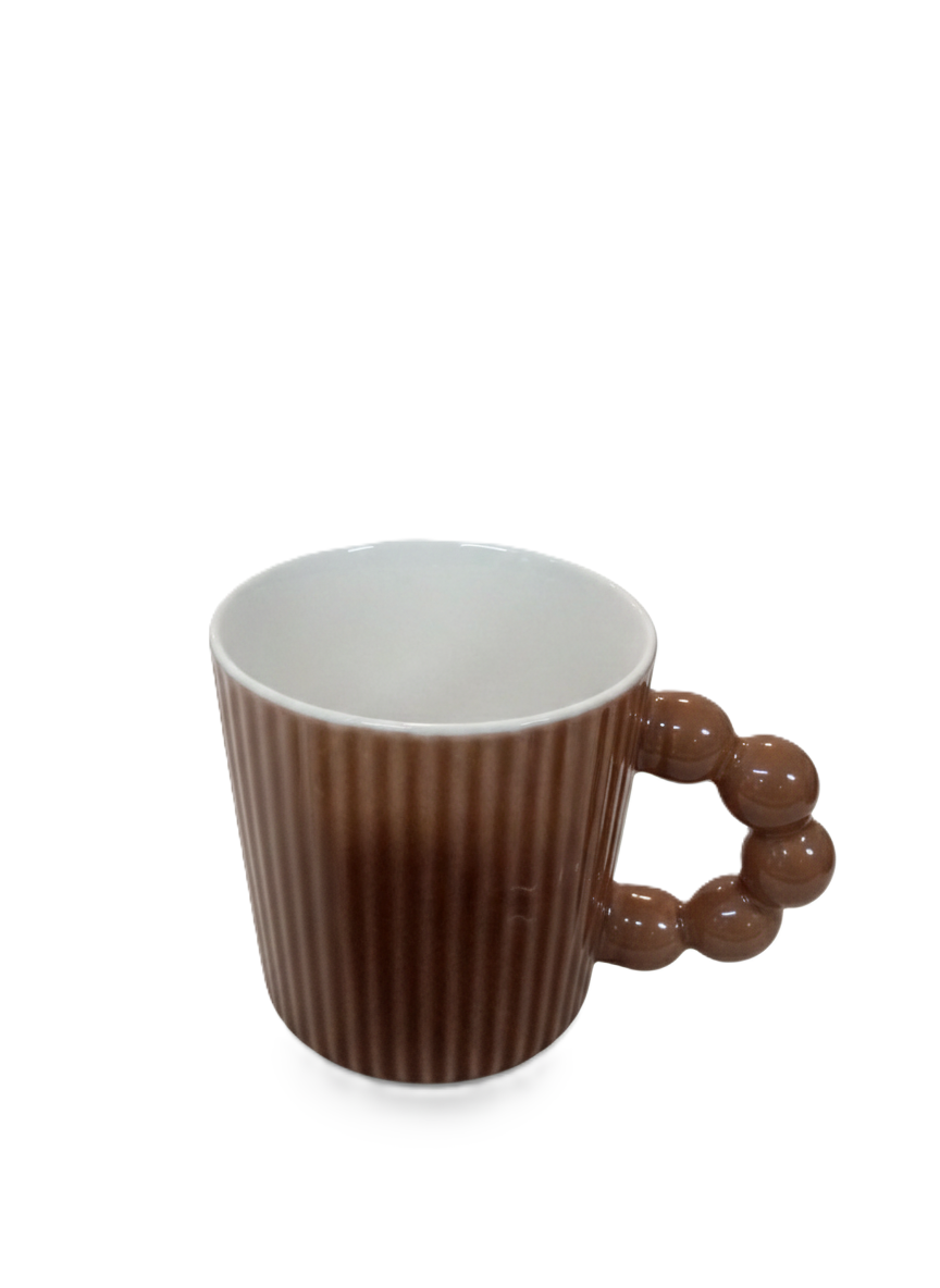 מאג קרמיקה פסים עם ידית מעוצבת-ספלים חרסינה-גרופי מתנות-חום ברונזה-סופר הום