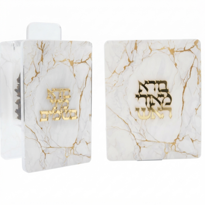 מארז נר הבדלה ובשמים בעיצוב שיש לבן בשילוב זהב-סט הבדלה-GIFTSHOP-סופר הום
