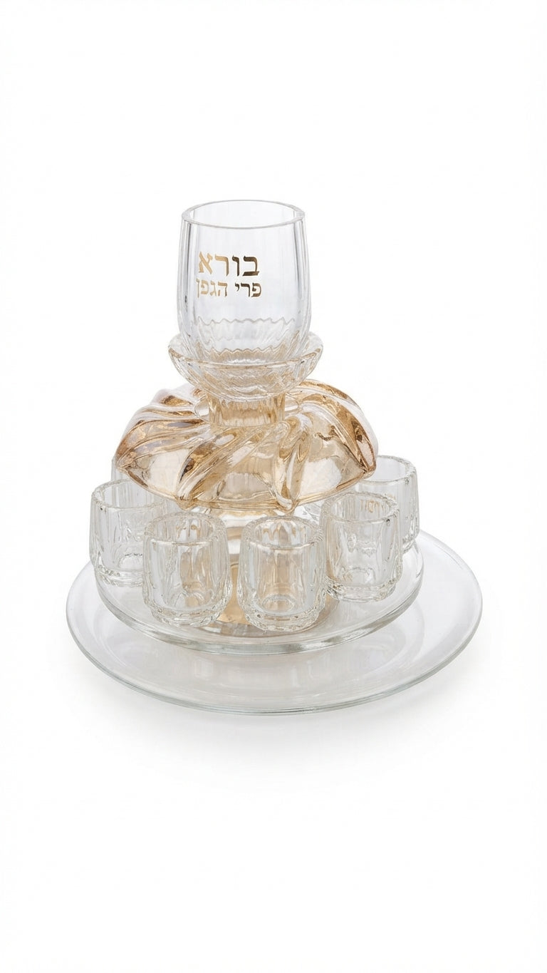 סט מזיגת יין 8 כוסיות קריסטל-סט מזיגה לקידוש-אבי מתנות-סופר הום