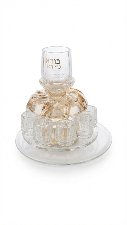 סט מזיגת יין 8 כוסיות קריסטל-סט מזיגה לקידוש-אבי מתנות-סופר הום