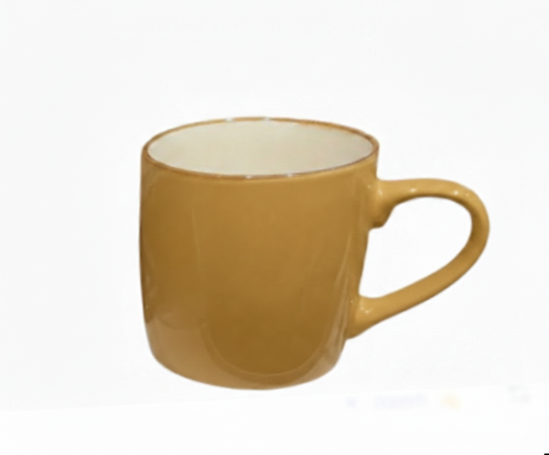 מאג קרמיקה רים חום 300 מ"ל-ספלים חרסינה-SUPERHOME סופרהום-חרדל-סופר הום