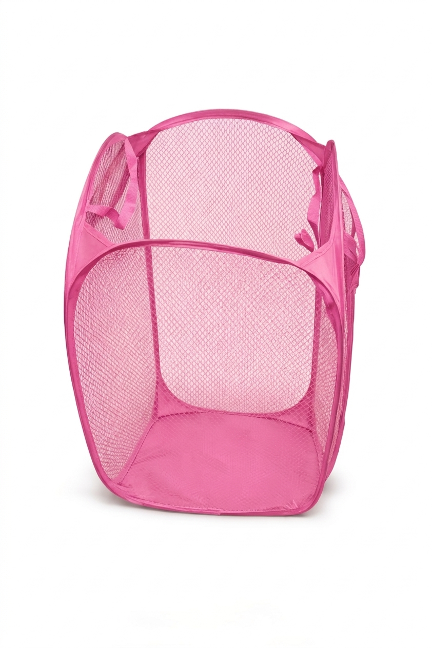 סל כביסה צבעוני נפתח 40*70 ס"מ-סל כביסה בד / רשת-סופר הום-ורוד-סופר הום